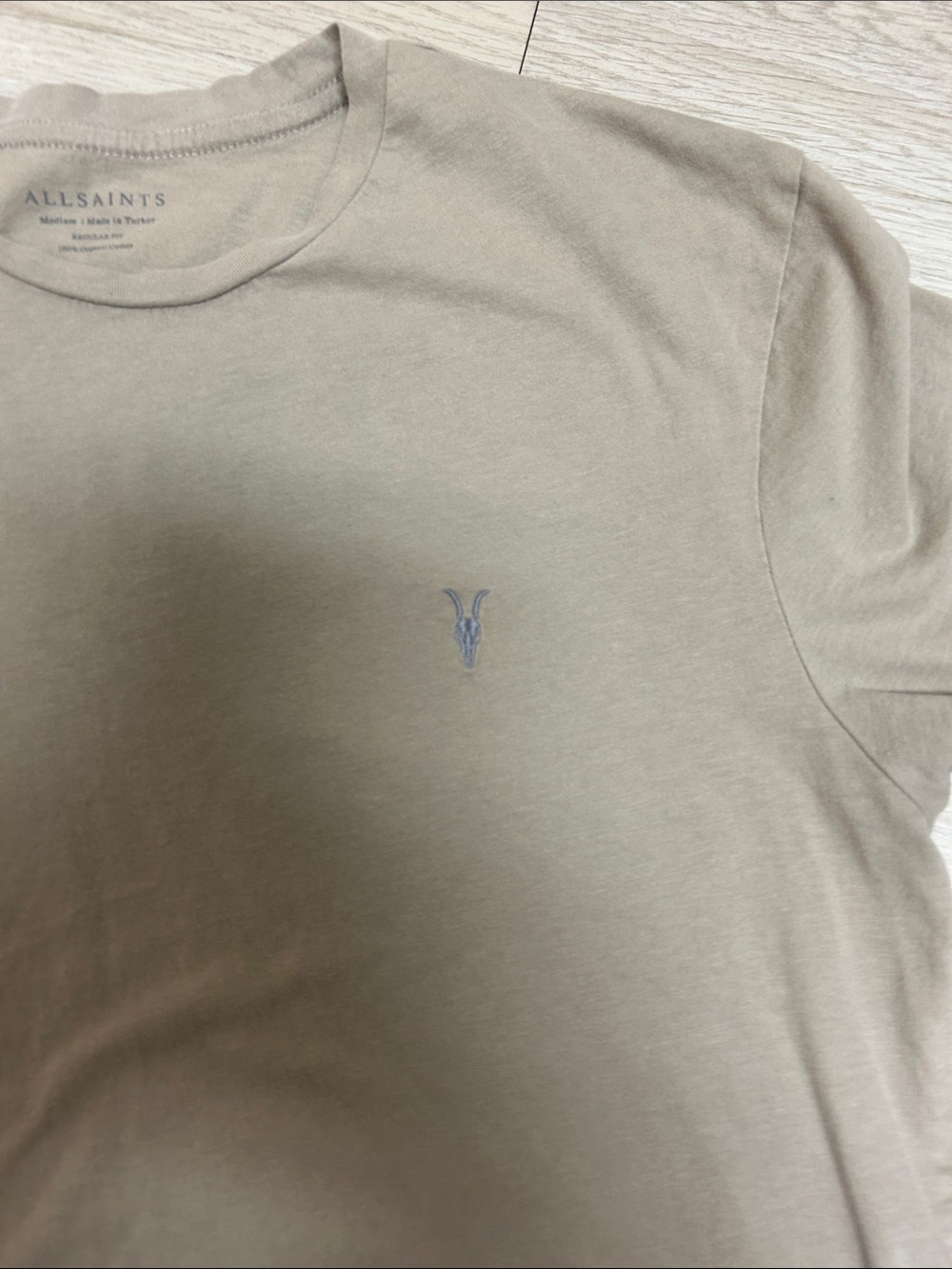 All Saints Men’s Taupe Short Sleeve Crew Tee - Picture 2 of 3
